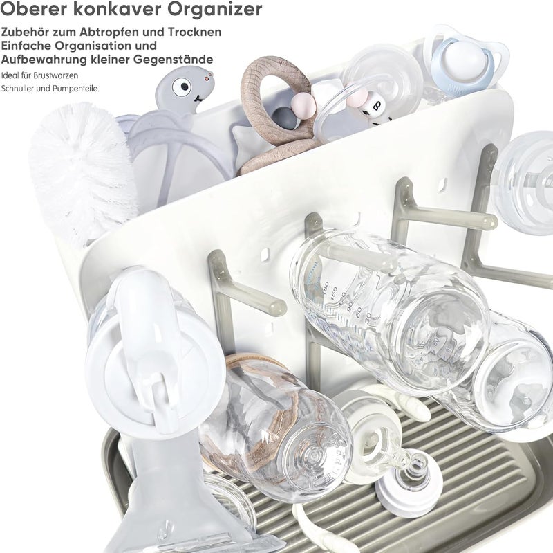 Termichy Baby Bottle Drying Rack: Large Vertical Bottle Dryer Rack Holder - Space Saving Standing Drying Rack for Baby Bottles and Pump Part Cleaning (Khaki) - Image 4